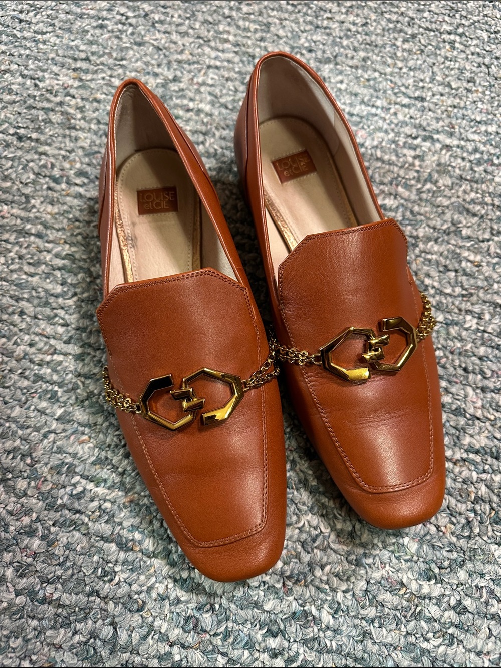 Louise et Cie Women’s Camel Brown Leather Loafers Work Office Business Shoes - Picture 2 of 9